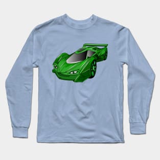 Green sports car with airfoil illustration Long Sleeve T-Shirt